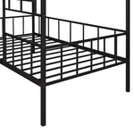 ZUN Metal House Bed Frame Twin Size with Slatted Support No Box Spring Needed Black MF289091AAB