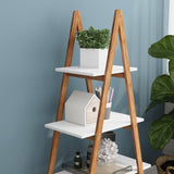 Solid bamboo wood oxford "A" frame ladder display bookshelf W28222283