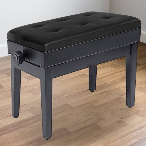 ZUN Adjustable Piano Bench Wooden Piano Stool with Music Storage & Height Adjustable- PU Leather and 60555923