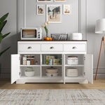 ZUN Farmhouse Buffet Cabinet with Storage,Sideboard with 3 Drawers,3 Doors Adjustable Shelves Console W760P214396