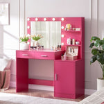 ZUN Vanity Desk with Mirror and Lights, 46.4IN Dressing Table with 2 Large Drawer&Large Vertical 04825507