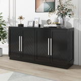 TREXM Sideboard with 4 Doors Large Storage Space Buffet Cabinet with Adjustable Shelves and Silver N715P192557B