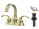 Bathroom Faucet 2-Handle Brushed Gold with 360 Degree Rotating Spout, Crescent Moon Style 4-inch 79782502