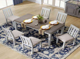 Retro Style 7-Piece Dining Table Set with Extendable Table and 6 Upholstered Chairs 99726867