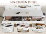 Makeup Vanity Desk with 9 Hollywood Bulbs,with a large mirror, featuring 4 drawers and 1 open W509P556492