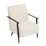 26.38" Modern Beige Lounge Chair with Polyester Upholstery and Sturdy Metal Frame, Ideal for Living N767P236501B