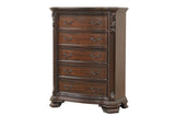 Traditional Style 5-Drawer Chest With metal drawer pulls Made with Wood in Walnut B009P225189