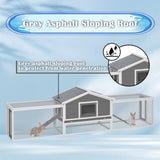 2-Story Large Wooden Rabbit Hutch Pet House with Ramps, Lockable Doors, Run Area and Asphalt Roof W1850P264855