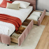 King Size Upholstered Bed ,comfortable upholstered bed frame, Chenille fabric, with headboard and W487P235312