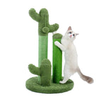 ZUN Cat Scratching Post Cactus Cat Scratcher Featuring with 3 Scratching Poles and Interactive Dangling 48705185
