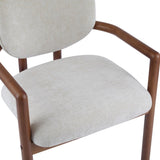 Dining Chairs Set of 2 Upholstered Arm Chairs, Rubber Wood Accent Chairs Beige Fabric Seating, 300 57088865