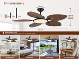 52inch Tropical Palm Leaf Ceiling Fan with Lights & Remote Control W2878P333281