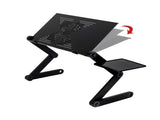 360-Degree Rotation Multifunctional Portable Folding Table with Fan & Mouse Black 35175416