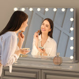 ZUN Hollywood Vanity Mirror with Speaker and Lights: 18 Bulbs, 3 Light Colors, Adjustable Brightness, W1673P145376