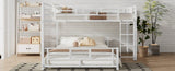 L-shaped Metal Twin over Full Size Bunk Bed, White N709P196510K