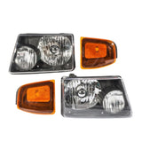 ZUN 4pcs Front Left Right Car Headlights Corner Signal Lamps for Ford Ranger 2001-2011 Black Housing & 64639369