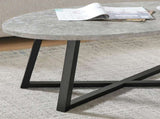 Modern Harmony Wood Oval Coffee Table, Faux Concrete Gray T2574P510866