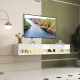 180 Wall Mounted Floating 80" TV Stand with 20 Color LEDs and Charging Station W331P225207