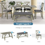 ZUN TOPMAX 6 Piece Dining Table Set Wood Dining Table and chair Kitchen Table Set with Table, Rustic WF212474AAE