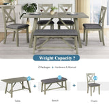 ZUN TOPMAX 6 Piece Dining Table Set Wood Dining Table and chair Kitchen Table Set with Table, Rustic WF212474AAE