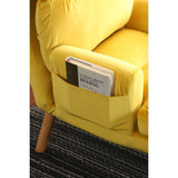 Soft Comfortable 1pc Accent Click Clack Chair with Ottoman Yellow Fabric Upholstered Oak Finish Legs B01166681
