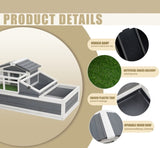 3-Room Tortoise House Habitat with Turf Balcony & 2 Stories, Indoor/Outdoor Wooden Tortoise W2831P241979