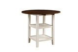 White and Dark Cherry Finish 1pc Counter Height Table with 2x Bottom Shelves Drop Side Leaf Kitchen B011P239558