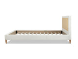 Haley Upholstered Cane-Back Platform Bed, Queen, Antique White Polyester B2719P238201