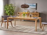 Dining Table, Rubberwood with Walnut Veneer, Mid-Century, Natural Oak Finish 64676.00NOAK