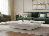 Square Marble Veneer Coffee Table Sliding Top with Storage in White 39.4'' N735P388120K