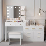 Large Makeup Vanity with Lights, Vanity Table with Charging Station, Vanity Desk with Mirror and 10 16914916
