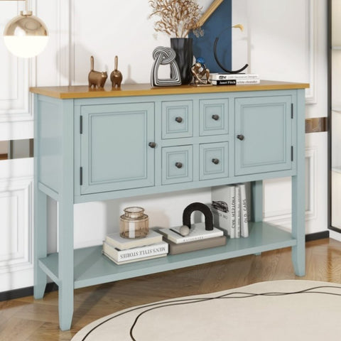 ZUN Series Ample Storage Vintage Console Table with Four Small Drawers and Bottom Shelf for Living 51302521