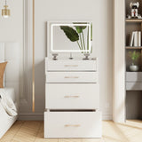 23.6'' Wide Makeup Vanity Table with Flip Top Lighted,Storage Makeup Stool,3 in 1 Vanity Desk with W2887P284271