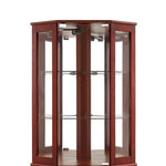 ZUN 6 Shelf Corner Curio Display Cabinet with Lights, Mirrors and Adjustable Shelves, Cherry W1693P165027