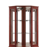 ZUN 6 Shelf Corner Curio Display Cabinet with Lights, Mirrors and Adjustable Shelves, Cherry W1693P165027