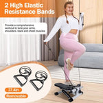 ZUN Steppers for Exercise, Mini Stair Stepper with Resistance Bands at Home Workout Equipment with 19422665