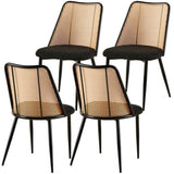 ZUN Black Rattan Dining Chairs Set of 4,Boucle Chairs with Natural Cane Back, Upholstered Dining Room W1164P218675