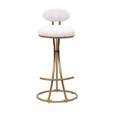 Bar Stools Set of 2 S-shaped Gold Barstools with Backrest Floral Print Upholstered Dining Chairs W1757P269012