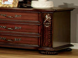 Brown Cherry Traditional 1pc Nightstand Solid wood 3-Drawers Bedside Table Pewter Hanging Pull Grand B011P218330