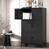 ZUN 6 Door Metal Accent Storage Cabinet for Home Office,School,Garage black 81214626