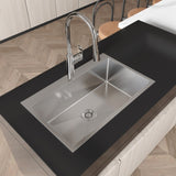 Stainless Steel Kitchen Sink, 30x19 Single Bowl, Overmount Handmade Sink in Brushed Nickel, with 59818375