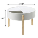 White and Natural Coffee Table with Hidden Storage B062P186476
