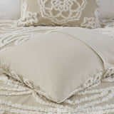 Tufted Cotton Chenille Medallion Fringe Coverlet Mini Set Taupe King/Cal King B035129048