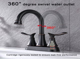 2-Handle 4-Inch Oil Rubbed Bronze Bathroom Faucet, Bathroom Vanity Sink Faucets with Pop-up Drain 95553144