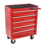 ZUN 5 Drawer Tool Chest, Tool Storage Cabinet for Garage Storage with 4 Wheels and Locking System, RED W1102107319