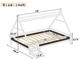 Full House Platform Bed with Stairs, Solid Wood Twin Bed Frame, Low Profile and Childlike Fun W1580P354720