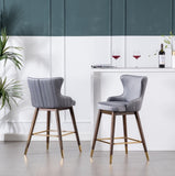 Leland Fabric Upholstered Counter Height Wingback Stools, Set of 2, Gray T2574P165108