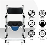 2-in-1 Aluminum Commode Shower Wheelchair Bath/Toilet Use, Adjustable Height , Foldable 55445089