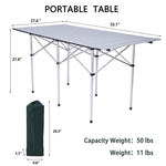 ZUN Portable Folding Lightweight Aluminum Camping Picnic Table for 4-6, Compact Roll Top Table with W2181P198219