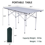 ZUN Portable Folding Lightweight Aluminum Camping Picnic Table for 4-6, Compact Roll Top Table with W2181P198219